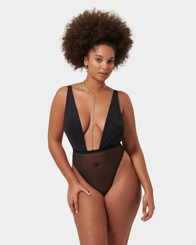 Womens Bodysuit Body Stocking Black Fishnet Plus Size Lingerie Size 14-18  (UK)