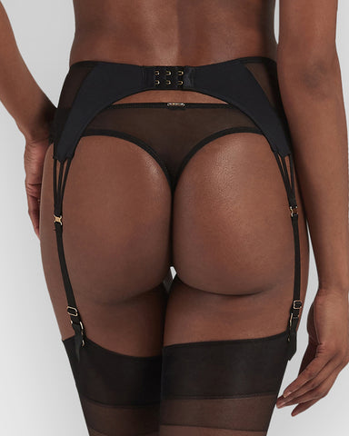 Lace suspender belt - Black - Ladies