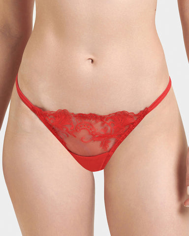 Lace High Waisted Bikini Underwear, Tomato Red