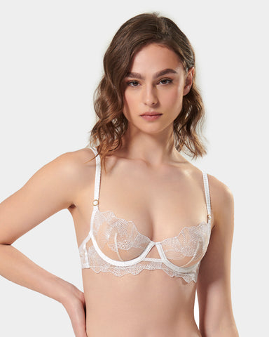 Camille Womens Soft Lace Cup Non-Wired Bra White - Camille from